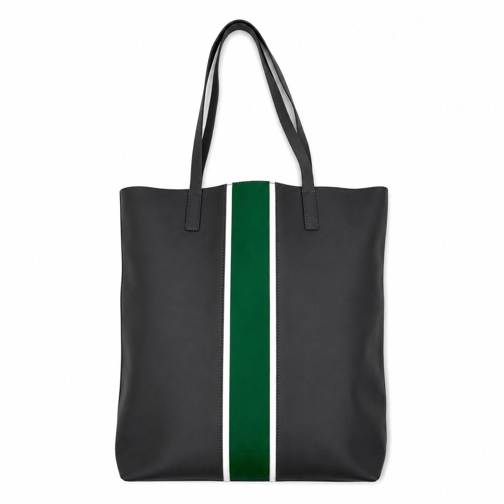 Away Luggage Tote Longitude Gray Green Leather Tall Travel Bag Shoulder Straps
